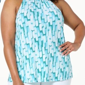 Chic Teal and White Halter Top